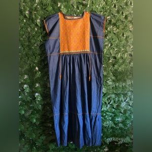 Blue Dress with Embroidery